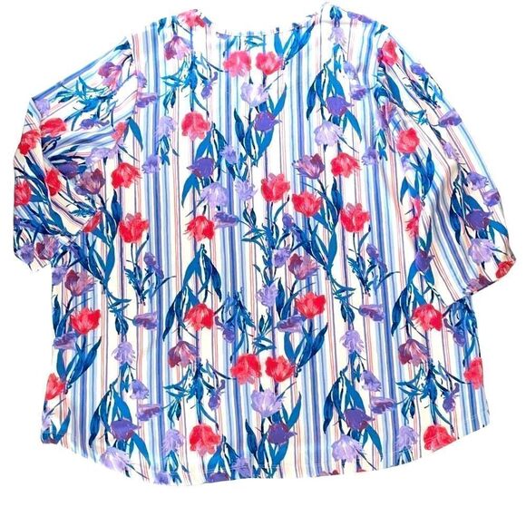 d & co. Botanical print soft 3/4 sleeve top size 4X - Picture 3 of 9